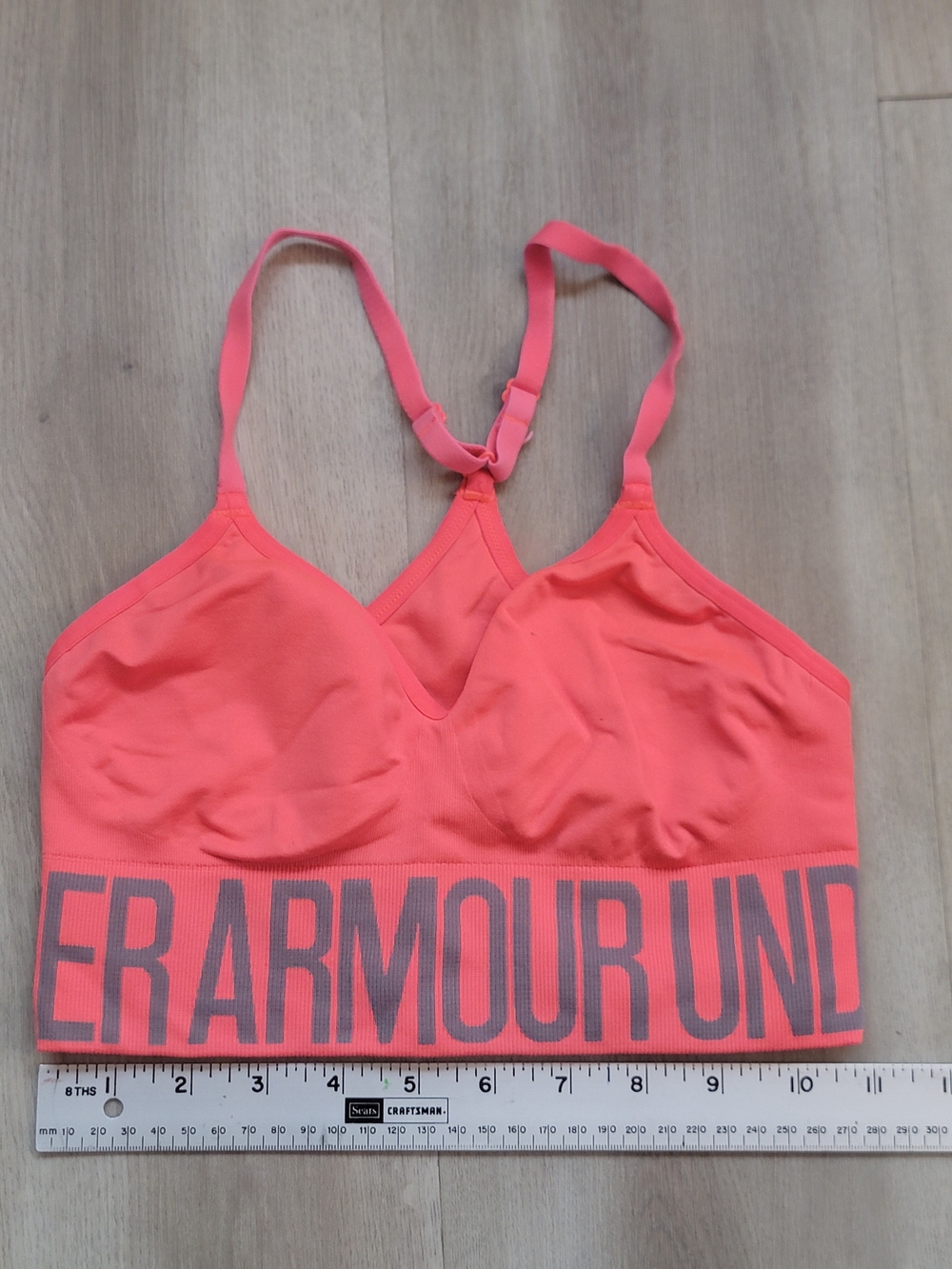 Under Armour Coral Pink Seamless Low Long Sports Bra Size Small